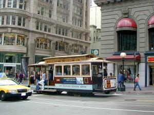 Cable car in San Francisco's Union Square